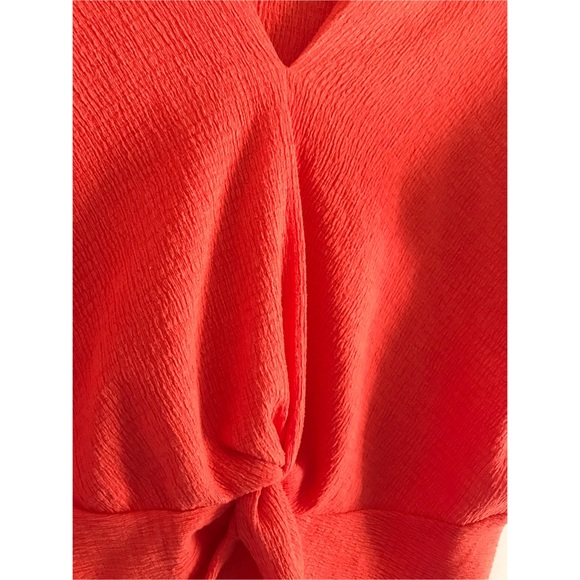 Zara- Orange Flowy Blouse With Front Knot Detail - Picture 3 of 6